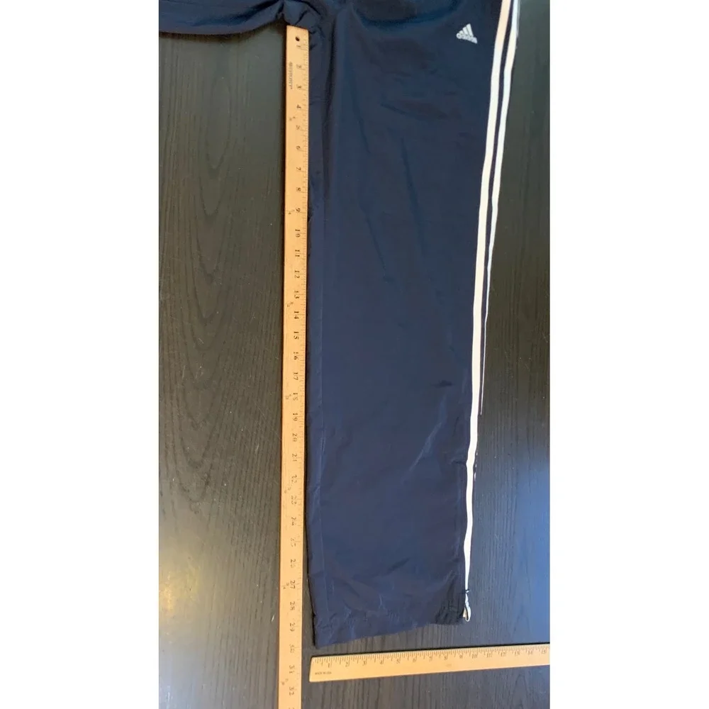 Adidas Navy Blue White 3 Stripe Mesh Lined Track Pants Large AZF001 Blokecore